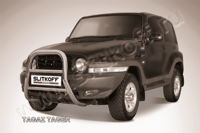 Кенгурятник Slitkoff d76 высокий для ТагАЗ Tager 3-дв. 2008-2026. Артикул TAT002