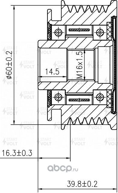 Муфта генератора обгонная StartVOLT для Kia Proceed I 2008-2012. Артикул SGP 0809