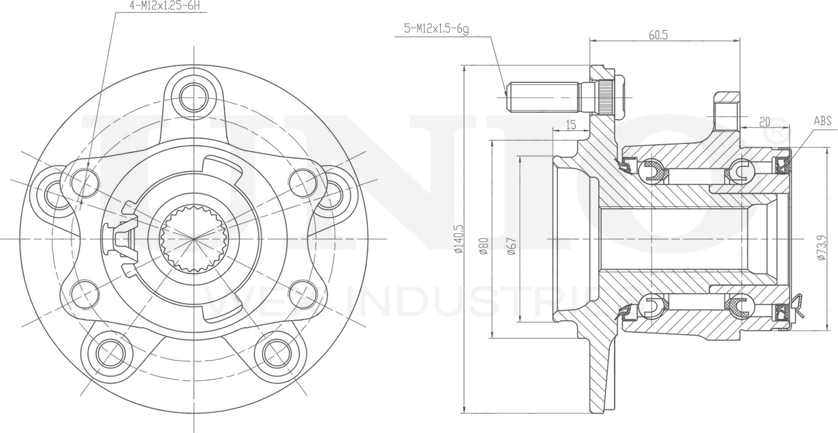 Ступица колеса с интегрированным подшипником (Unio). Артикул HUB-20092