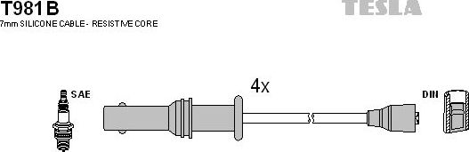 Высоковольтные провода (провода зажигания) (комплект) Tesla. Артикул T981B