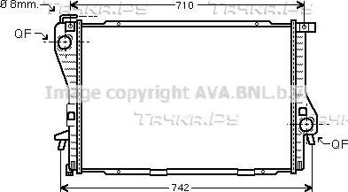 Радиатор охлаждения двигателя AVA. Артикул BWA2235