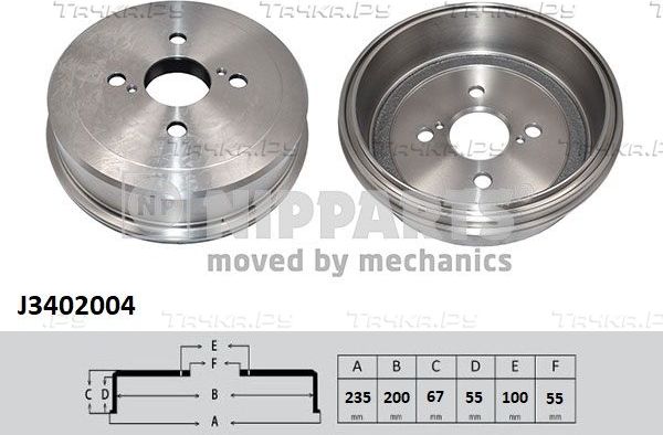 Тормозной барабан Nipparts задний для Toyota Corolla E110 1997-2002. Артикул J3402004