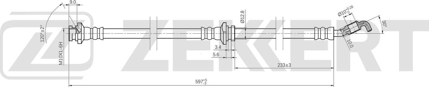 Тормозной шланг Zekkert. Артикул BS-9532