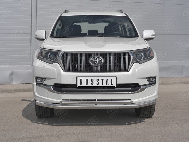 Защита RusStal переднего бампера d63 секции-d42 дуга для Toyota Land Cruiser Prado 150 Style 2019-2020. Артикул LCPZ-003296