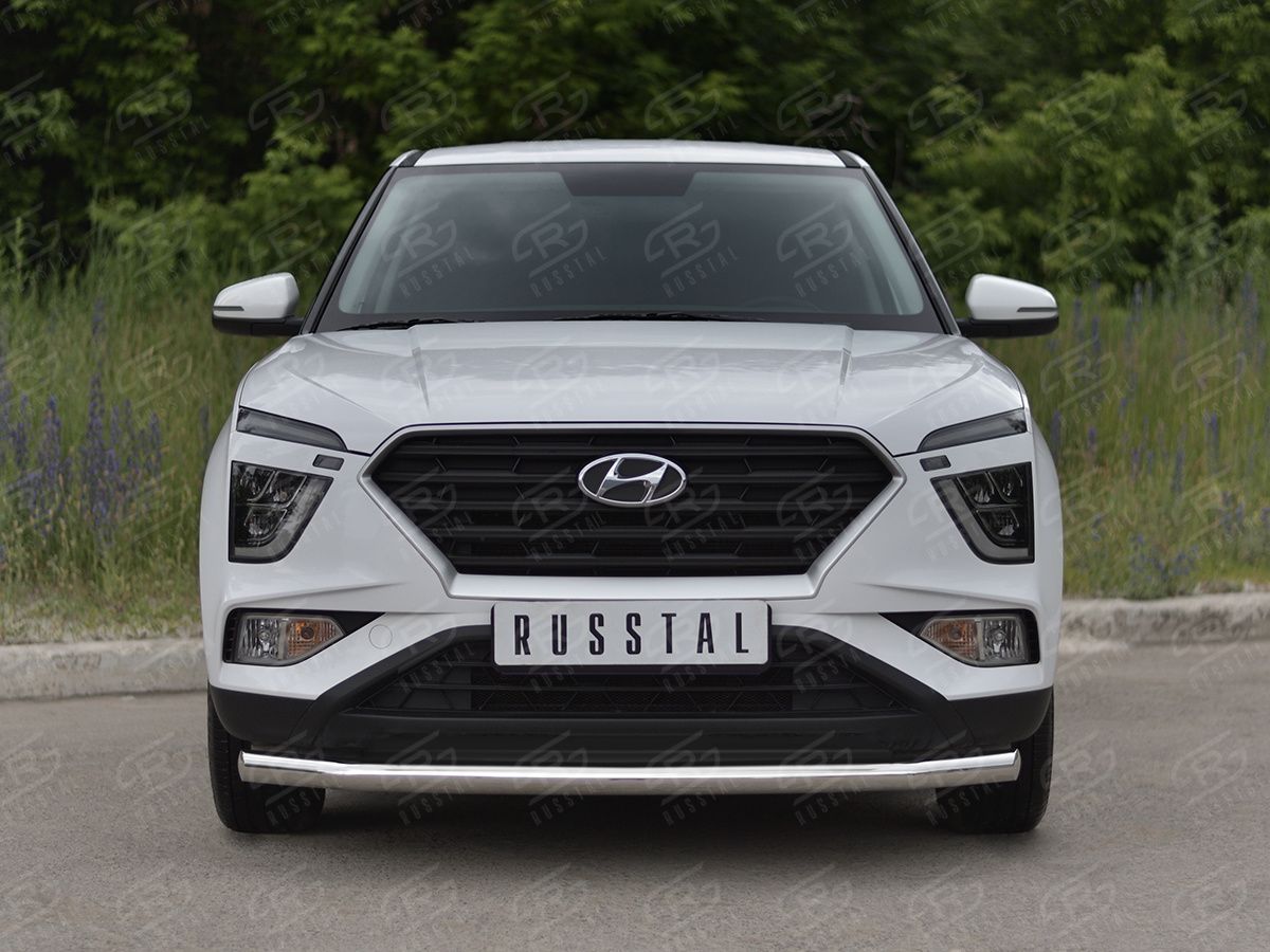 Защита RusStal переднего бампера d63 секции для Hyundai Creta II 2021-2026. Артикул HCRZ-003817