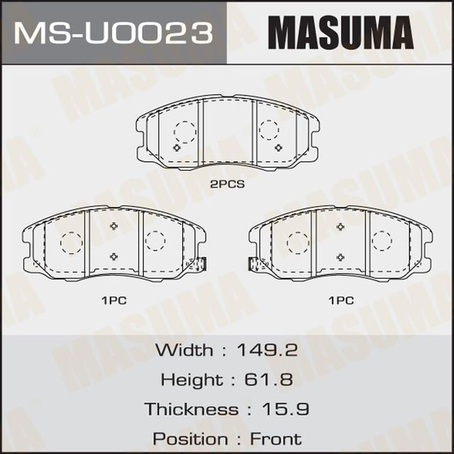 Тормозные колодки Masuma передние для Chevrolet Captiva I 2006-2018. Артикул MS-U0023
