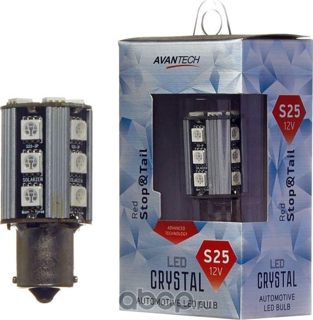 Лампа светодиодная Avantech 12V LED S25 BA15s (красный), 1 шт.. Артикул ALB0120