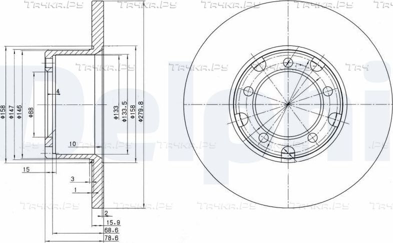 Тормозной диск Delphi передний для Mercedes-Benz T1 1977-1996. Артикул BG2265