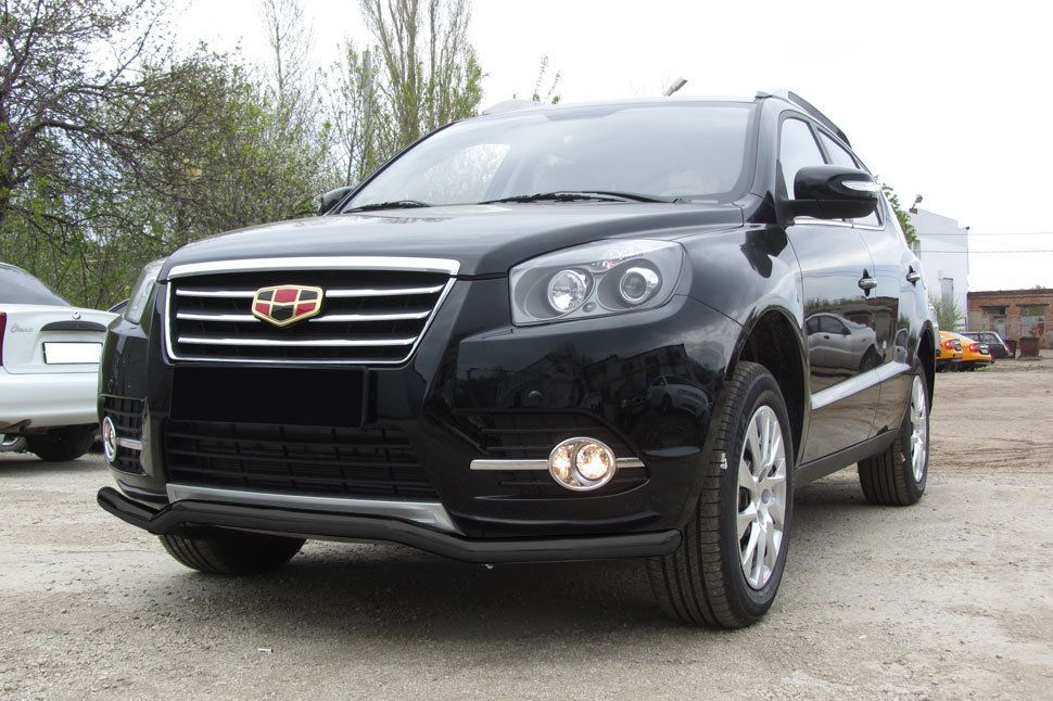 Защита Slitkoff переднего бампера d57 волна для Geely Emgrand X7 рестайлинг 2016-2026 Черная. Артикул GAFX71602B