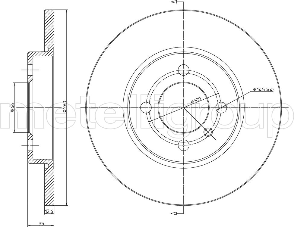 Тормозной диск Metelli. Артикул 23-0122