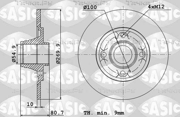 Тормозной диск Sasic задний для Renault Grand Scenic II 2004-2009. Артикул 6104012