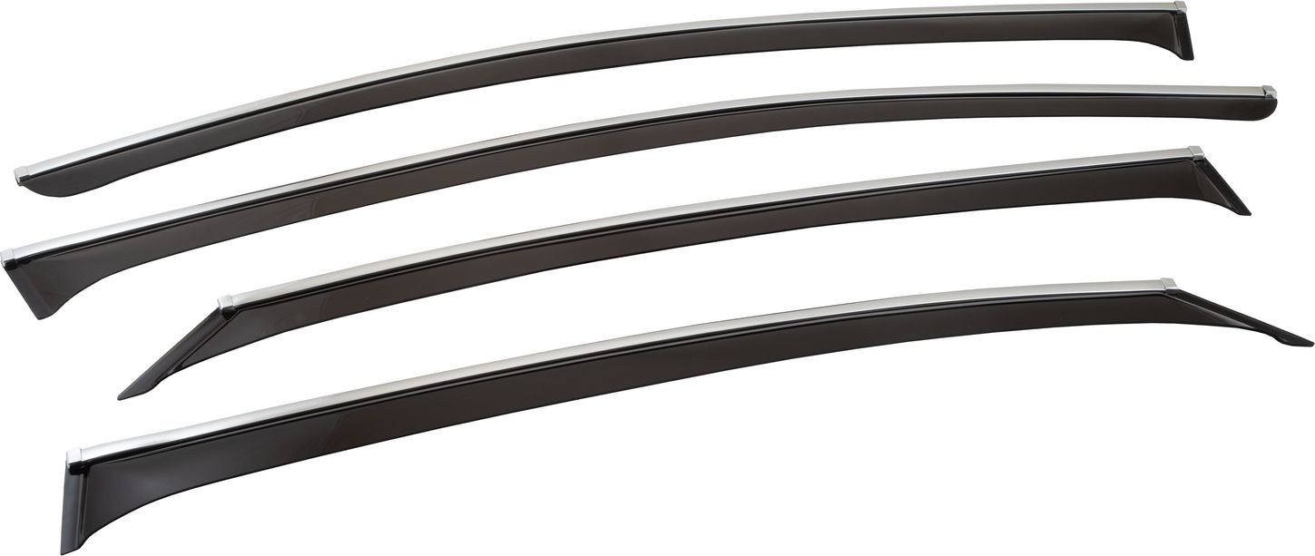 Дефлекторы Chromex для окон (c хром. молдингом) (4 шт.) Hyundai Solaris II 2017-2026. Артикул CHROMEX.63014