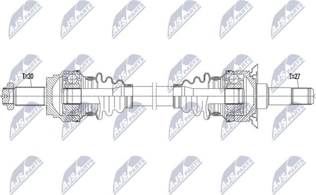 Полуось (привод в сборе, приводной вал) NTY задняя левая для BMW 6 III (F06/F13/F12) 2013-2018. Артикул NPW-BM-159
