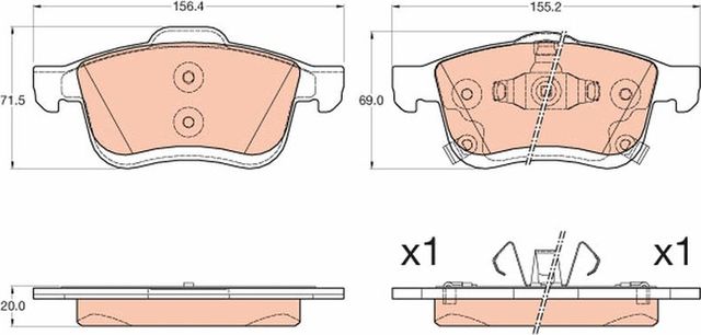 Тормозные колодки TRW передние для Fiat 500L I 2013-2022. Артикул GDB2060