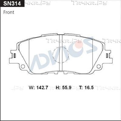 Тормозные колодки Advics для Toyota RAV4 V (XA50) 2018-2026. Артикул SN314