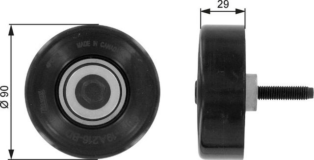 Направляющий (ведущий) ролик приводного поликлинового ремня Gates (Металл). Артикул T36089