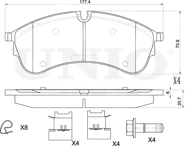 Колодки тормозные дисковые, комплект (Unio). Артикул BRP-20480