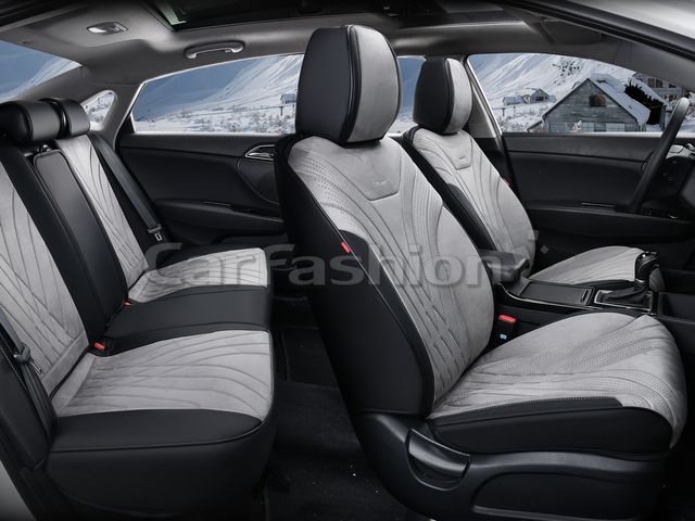 Чехлы универсальные каркасные CarFashion 5D Consul Plus на сидения авто, цвет Серый/Черный/Серый. Артикул 27326
