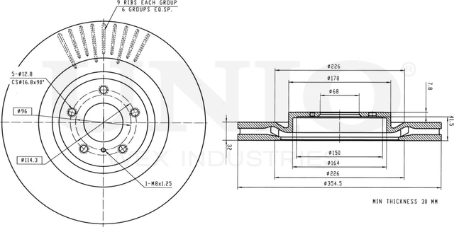 Диск тормозной (Unio). Артикул BRD-20357