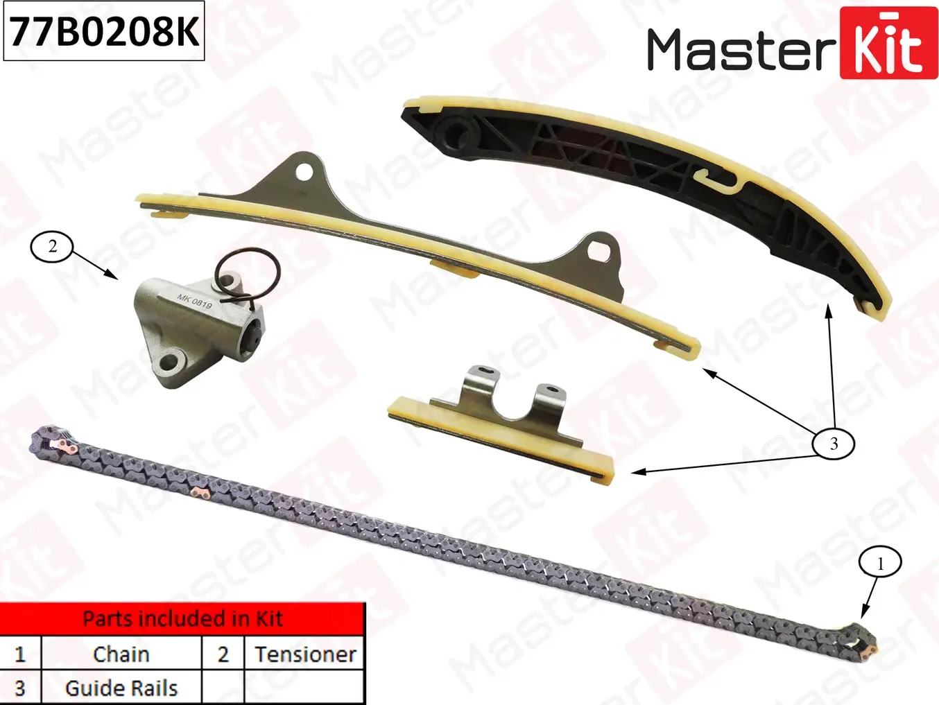 77B0208K Комплект цепи ГРМ Hyundai/Kia I20/SOLARIS G4LC 2017- (Master KIT) Master KIT. Артикул 77b0208k