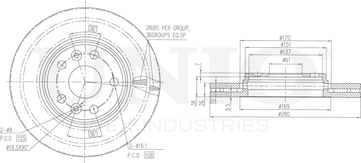 Диск тормозной (Unio). Артикул BRD-20499