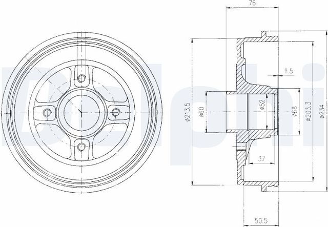 Тормозной барабан Delphi задний для Renault Sandero II 2007-2026. Артикул BF427