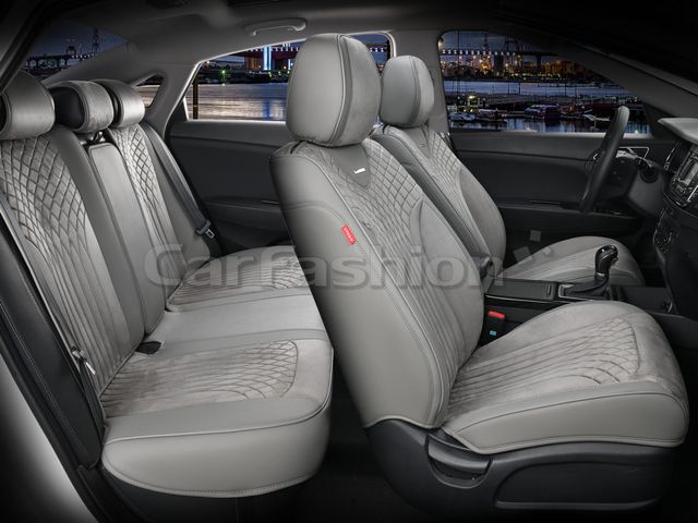 Чехлы универсальные каркасные CarFashion 5D Shell Plus на сидения авто, цвет Светло-серый/Светло-серый/Светло-серый. Артикул 22518