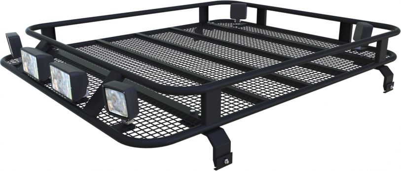 Багажник экспедиционный Podgotoffka 1400х1200х120 с сеткой и креплениями на водостоки для УАЗ Пикап 2008-2026. Артикул PGT-B.60.03