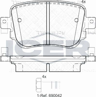Тормозные колодки Icer задние для Skoda Octavia A7 2012-2019. Артикул 182152