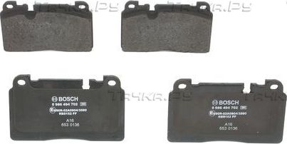 Тормозные колодки Bosch (Low-Metallic) передние для Audi Q5 I (8R) 2012-2017. Артикул 0 986 494 702