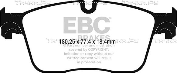 Тормозные колодки EBC Brakes передние для Jaguar XF II 2015-2026. Артикул DP42253R