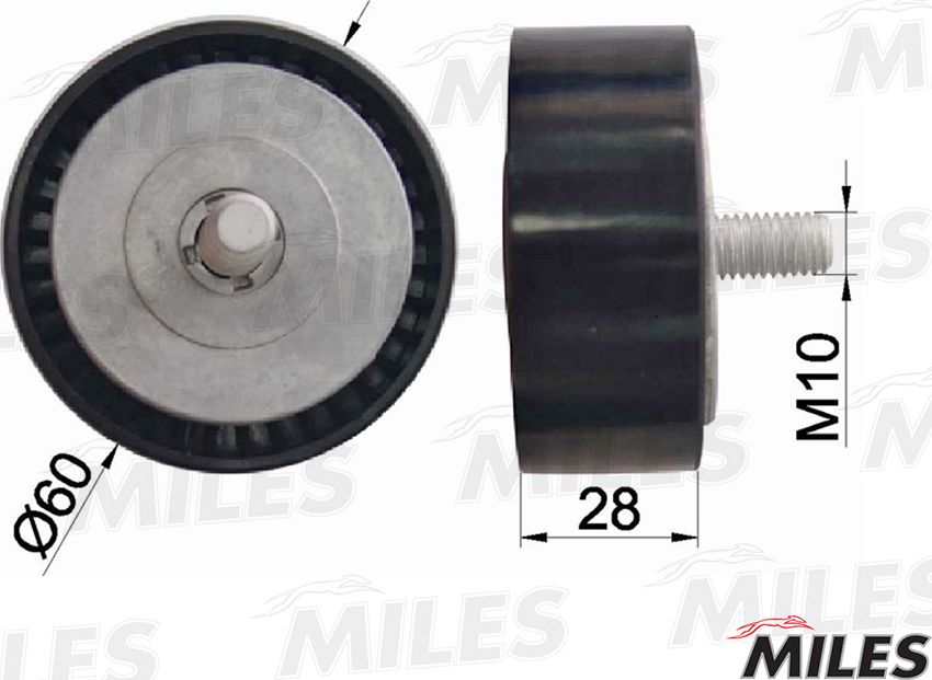 Направляющий (ведущий) ролик приводного поликлинового ремня Miles. Артикул AG03104