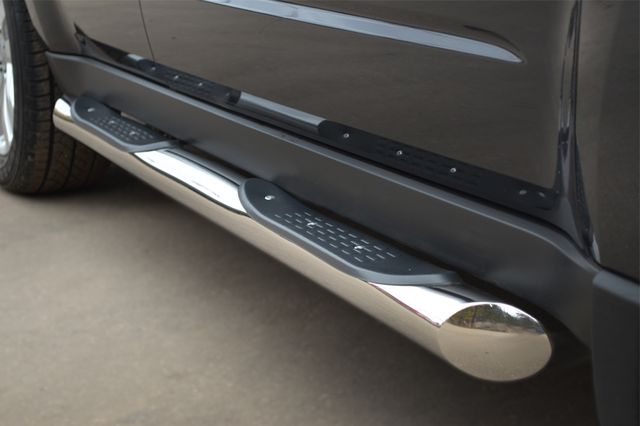 Защита порогов RusStal труба d76 с накладками (1 варинат) для Subaru Forester III 2008-2012. Артикул SFRT-0010041