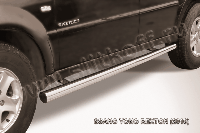 Пороги Slitkoff труба d76 для SsangYong Rexton II 2010-2012. Артикул SSR009
