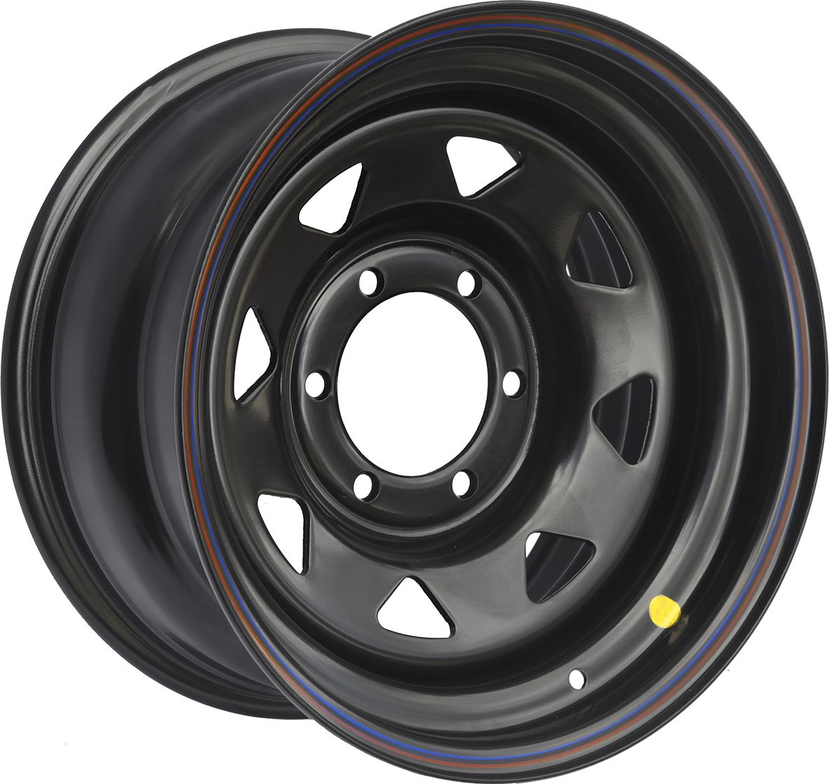 Колёсный диск OFF-ROAD Wheels усиленный стальной черный 6x139,7 8xR16 d110 ET0 (треуг. мелкий) для Fiat Fullback 2016-2026. Артикул 1680-63910BL-0A17