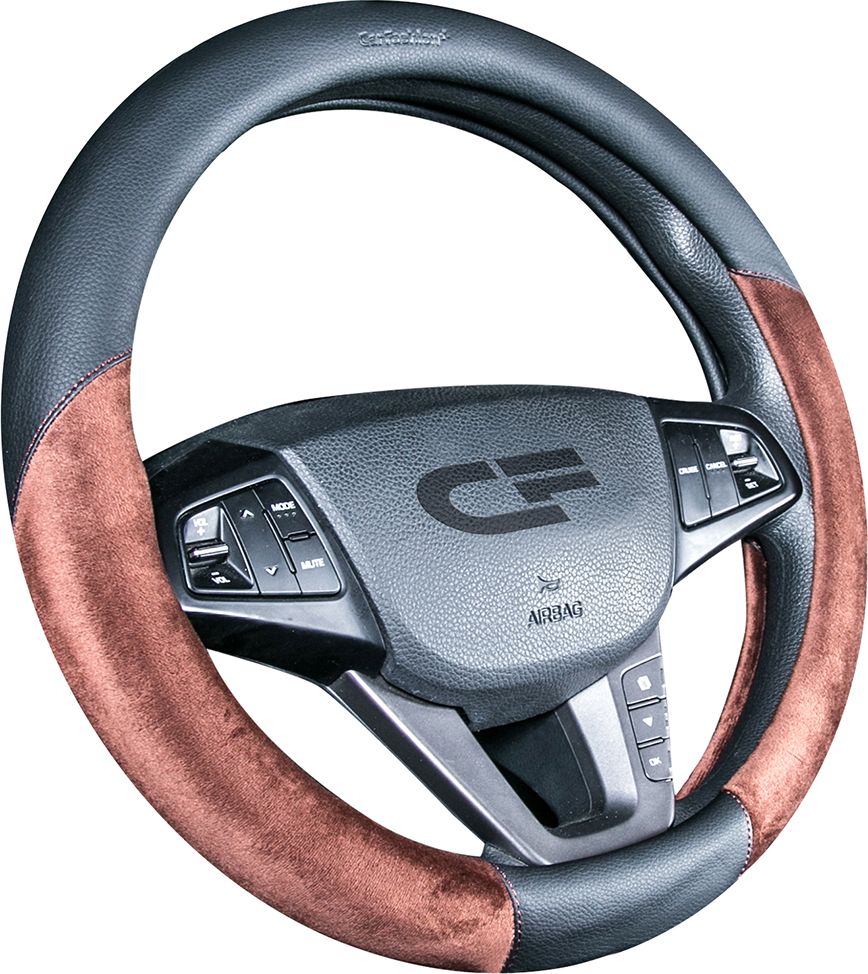 Оплётка на руль CarFashion Barcelona (размер M, экокожа, цвет ЧЕРНЫЙ/КОФЕ). Артикул 31422