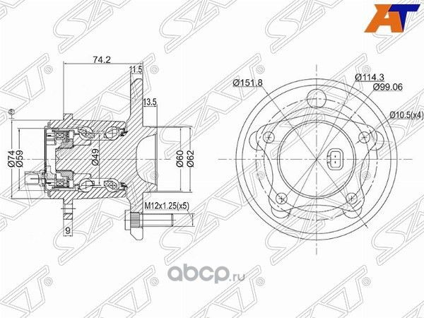 Ступичный узел RR TOYOTA WINDOM MCV30CAMRY ACV40 (SAT). Артикул ST4246006010
