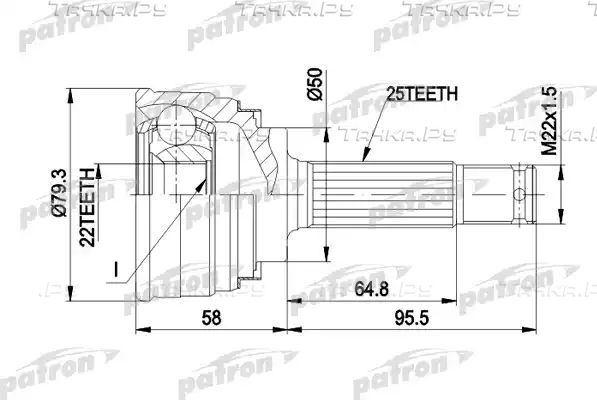 Шрус наружный (граната) Patron для Hyundai Pony X1 1985-1989. Артикул PCV1047