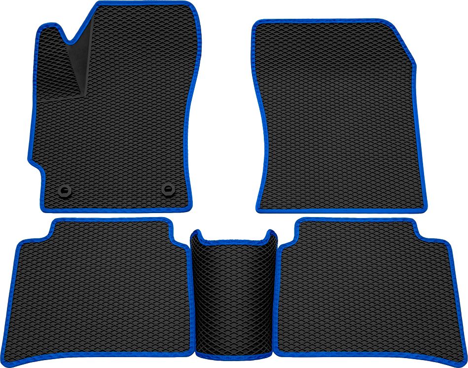 Коврики Rezkon 3D EVA ромб резиновые для салона Toyota Corolla E210 2019-2026 Синий кант. Артикул 9234015303