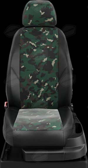 Чехлы Автолидер на сидения для УАЗ Хантер 2003-2025, цвет Черный/АРМИ (боковины Черные). Артикул GZ30-0108-BREZ05