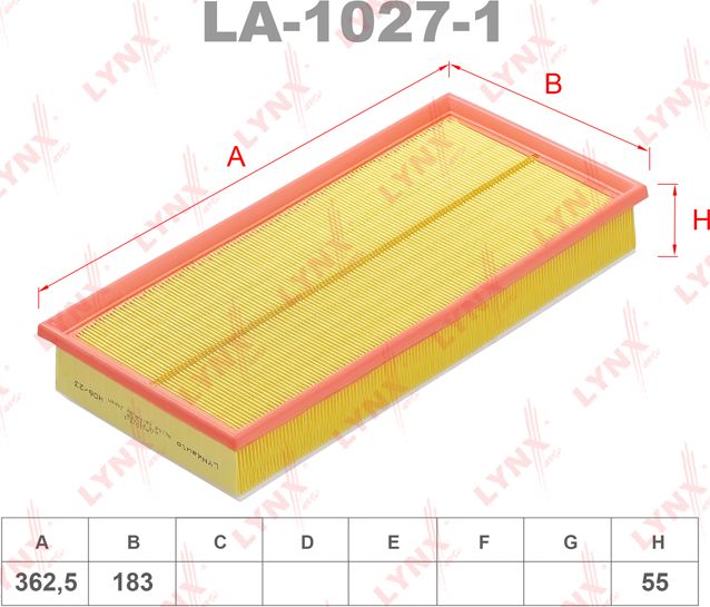 Воздушный фильтр LYNXauto. Артикул LA-1027-1