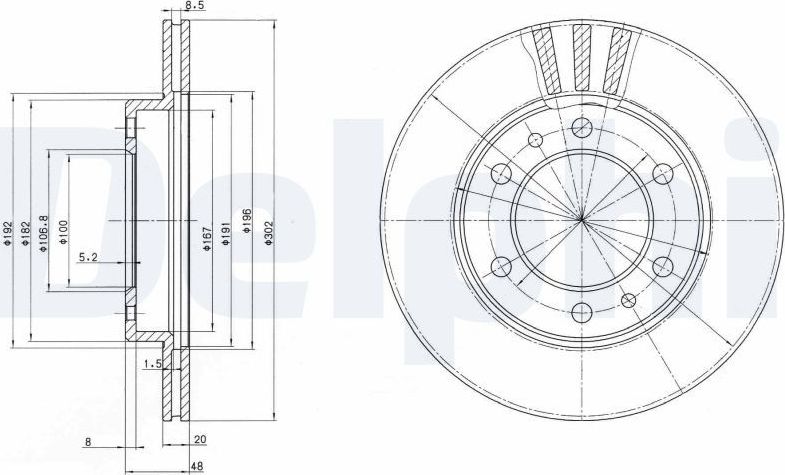 Тормозной диск Delphi. Артикул BG2591