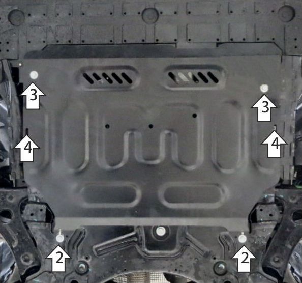 Защита Мотодор стандартная для картера и КПП Geely Emgrand 2022-2026. Артикул 54204