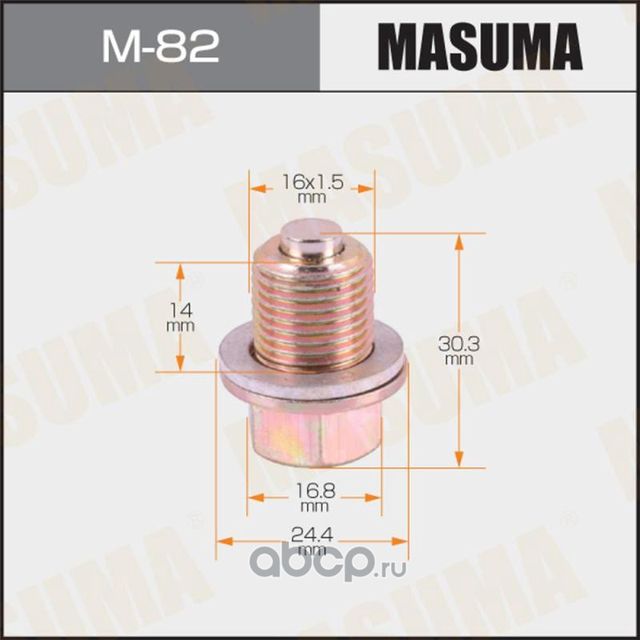 БОЛТ МАСЛОСЛИВНОЙ A T С МАГНИТОМ MASUMA (С ШАЙБОЙ) HYUNDAI KIA 16X1.5MM Masuma. Артикул М82