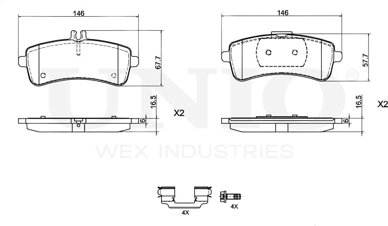 Колодки тормозные дисковые, комплект (Unio). Артикул BRP-20472