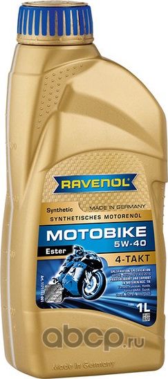 Масло моторное 5W-40 1л Motobike 4-T Ester (синтетика) (Ravenol). Артикул 1171102001