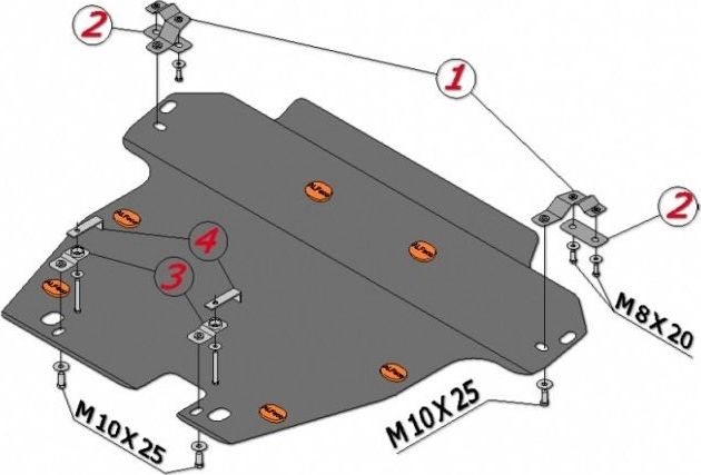 Защита алюминиевая Alfeco для картера и КПП Honda Accord VII 2002-2008. Артикул ALF.09.10 AL4