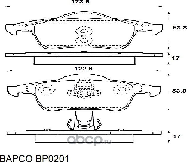 Колодки тормозные дисковые BP0201 задние, комплект, (Bapco) Bapco. Артикул BP0201