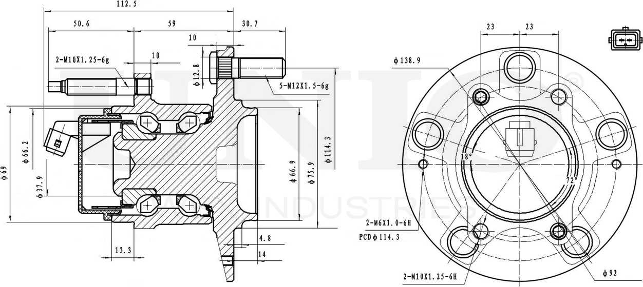 Ступица колеса с интегрированным подшипником (Unio). Артикул HUB-20197