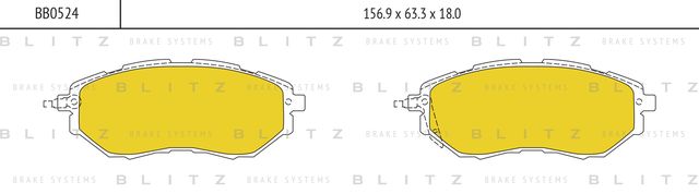 Колодки тормозные SUBARU LEGACY/OUTBACK/TRIBECA 03- перед. (Blitz). Артикул BB0524